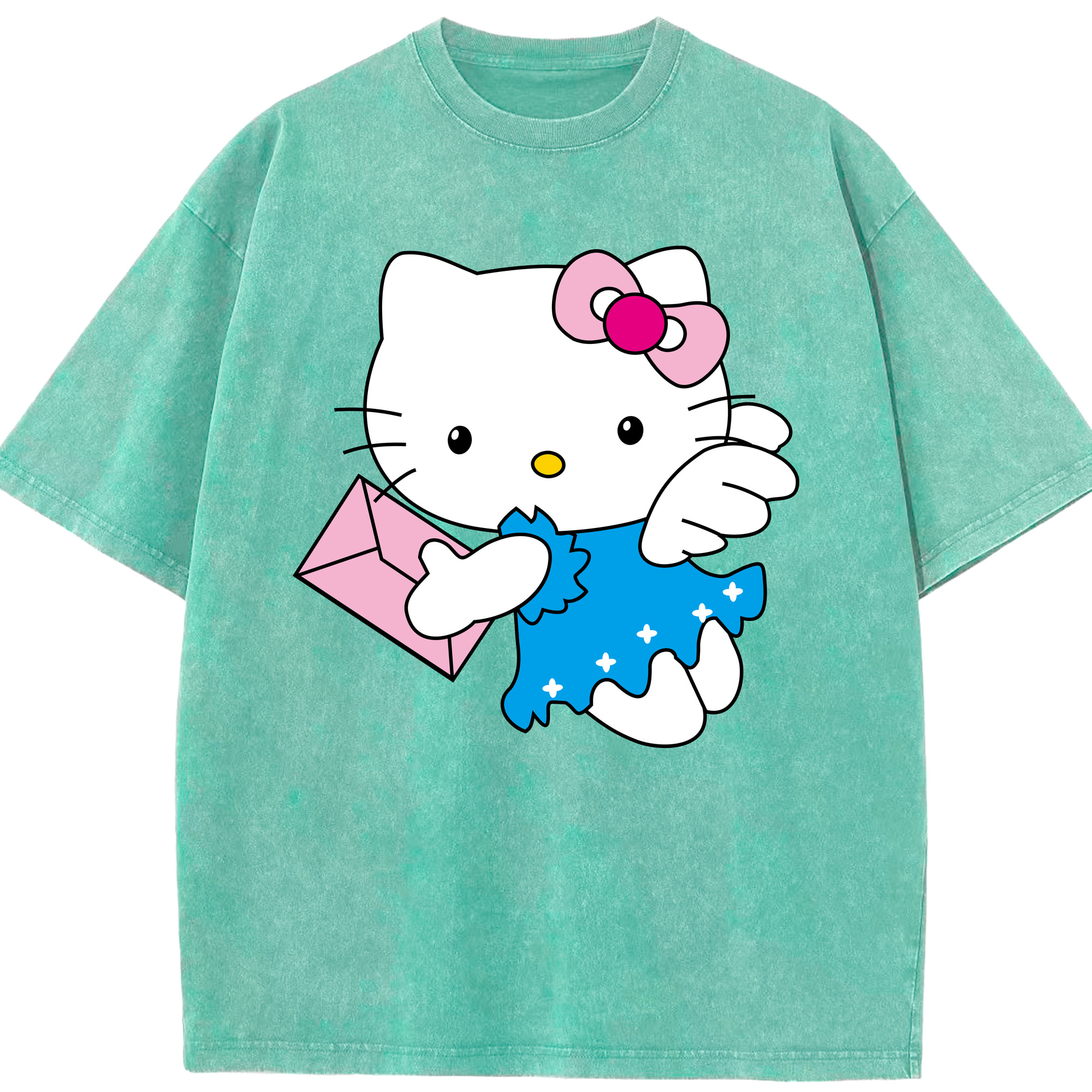 （画像用） Hello Kitty ハローキティ 綿100% ヴィンテージ風 半袖Tシャツ（フロントプリント）